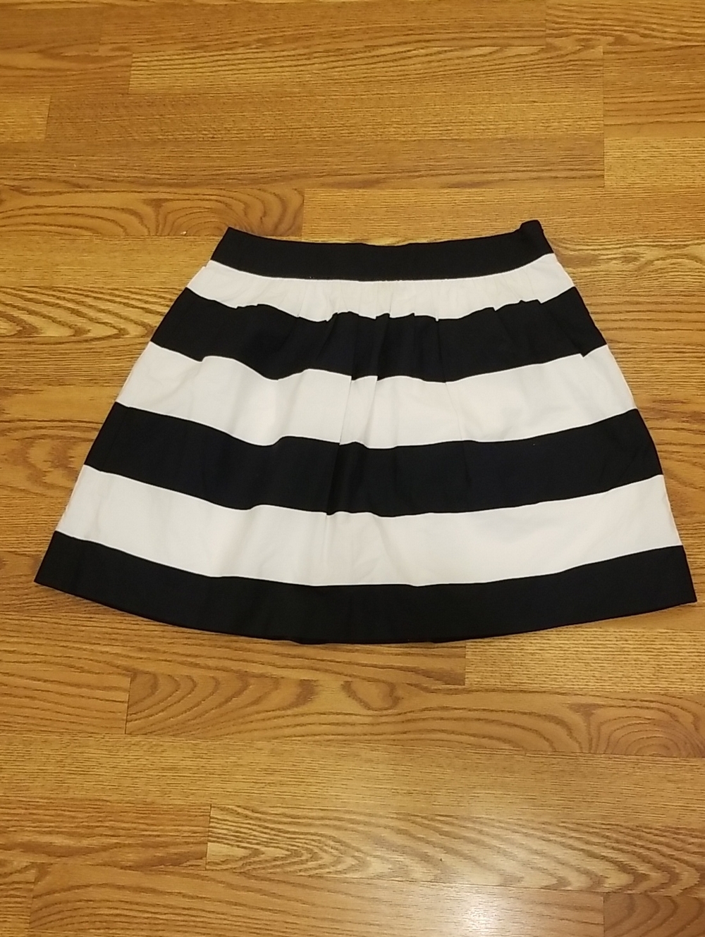 Banana Republic Black and White Striped Skater Skirt